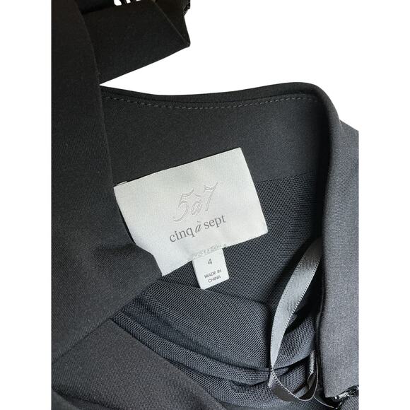 Cinq A Sept Elegant Black Mia One Shoulder Scarf Dress Size 4 - Picture 4 of 4